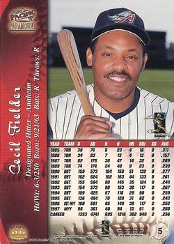 1998 Pacific Paramount - Gold #5 Cecil Fielder Back