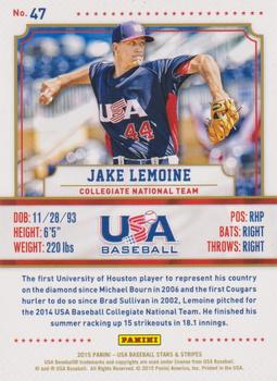 2015 Panini USA Baseball Stars & Stripes - Longevity #47 Jake Lemoine Back