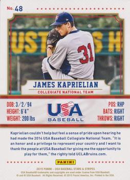 2015 Panini USA Baseball Stars & Stripes - Longevity #48 James Kaprielian Back