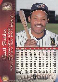 1998 Pacific Paramount - Holographic Silver #5 Cecil Fielder Back