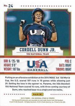 2015 Panini USA Baseball Stars & Stripes - Longevity Ruby #24 Cordell Dunn Jr. Back