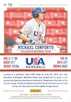 2015 Panini USA Baseball Stars & Stripes - Longevity Sapphire #75 Michael Conforto Back