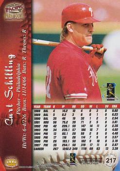 1998 Pacific Paramount - Inaugural #217 Curt Schilling Back