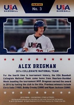 2015 Panini USA Baseball Stars & Stripes - Champions #3 Alex Bregman Back