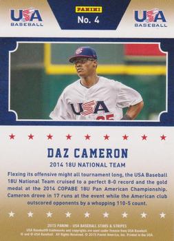 2015 Panini USA Baseball Stars & Stripes - Champions #4 Daz Cameron Back