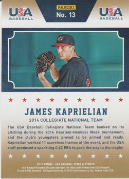 2015 Panini USA Baseball Stars & Stripes - Champions #13 James Kaprielian Back