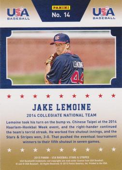 2015 Panini USA Baseball Stars & Stripes - Champions #14 Jake Lemoine Back