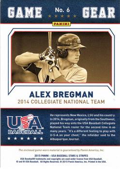 2015 Panini USA Baseball Stars & Stripes - Game Gear Materials #6 Alex Bregman Back