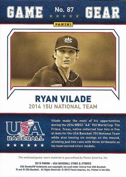 2015 Panini USA Baseball Stars & Stripes - Game Gear Materials #87 Ryan Vilade Back