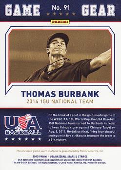 2015 Panini USA Baseball Stars & Stripes - Game Gear Materials #91 Thomas Burbank Back