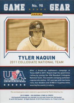 2015 Panini USA Baseball Stars & Stripes - Game Gear Materials #98 Tyler Naquin Back
