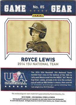 2015 Panini USA Baseball Stars & Stripes - Game Gear Materials Longevity #85 Royce Lewis Back