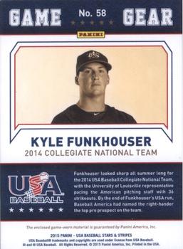 2015 Panini USA Baseball Stars & Stripes - Game Gear Materials Longevity Team Logo Gold #58 Kyle Funkhouser Back
