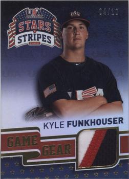2015 Panini USA Baseball Stars & Stripes - Game Gear Materials Longevity Team Logo Gold #58 Kyle Funkhouser Front