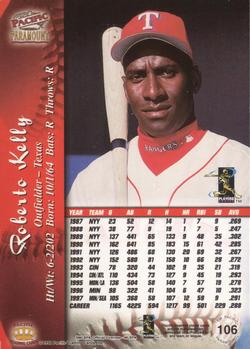 1998 Pacific Paramount - Red #106 Roberto Kelly Back