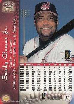 1998 Pacific Paramount - Red #34 Sandy Alomar Jr. Back