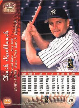1998 Pacific Paramount - Red #70 Chuck Knoblauch Back