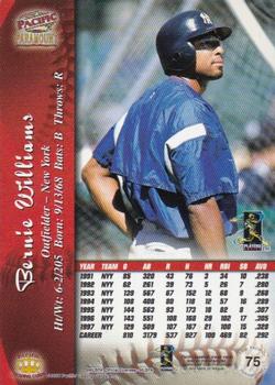 1998 Pacific Paramount - Red #75 Bernie Williams Back
