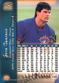 1998 Pacific Paramount - Red #110 Jose Canseco Back