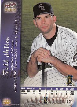 1998 Pacific Paramount - Red #154 Todd Helton Back