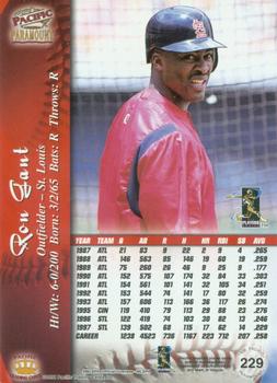 1998 Pacific Paramount - Red #229 Ron Gant Back