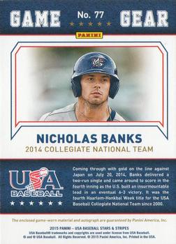 2015 Panini USA Baseball Stars & Stripes - Game Gear Materials Signatures Longevity Team Logo Gold #77 Nicholas Banks Back