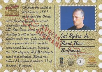 1998 Pacific Paramount - Special Delivery #3 Cal Ripken Jr. Back
