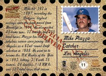 1998 Pacific Paramount - Special Delivery #11 Mike Piazza Back