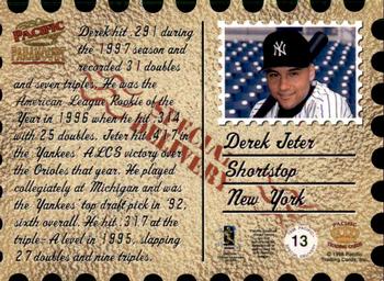 1998 Pacific Paramount - Special Delivery #13 Derek Jeter Back