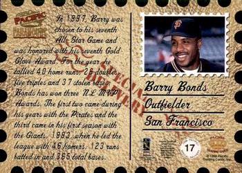 1998 Pacific Paramount - Special Delivery #17 Barry Bonds Back