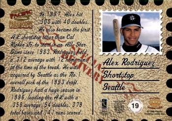 1998 Pacific Paramount - Special Delivery #19 Alex Rodriguez Back