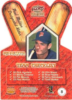 1998 Pacific Paramount - Team Checklists #8 Paul Molitor Back