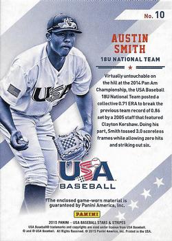 2015 Panini USA Baseball Stars & Stripes - Silhouettes Jerseys #10 Austin Smith Back