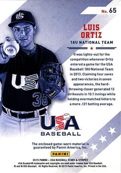 2015 Panini USA Baseball Stars & Stripes - Silhouettes Jerseys #65 Luis Ortiz Back