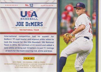 2015 Panini USA Baseball Stars & Stripes - Statistical Standouts #12 Joe DeMers Back