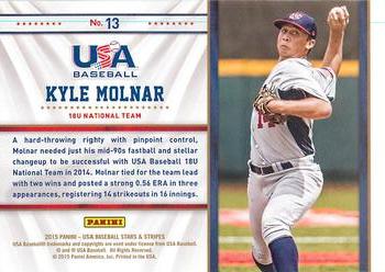 2015 Panini USA Baseball Stars & Stripes - Statistical Standouts #13 Kyle Molnar Back