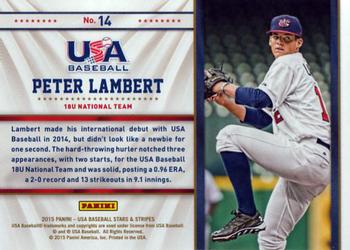 2015 Panini USA Baseball Stars & Stripes - Statistical Standouts #14 Peter Lambert Back