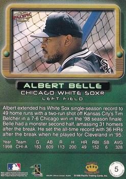1998 Pacific Home Run Heroes #5 Albert Belle Back