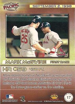 1998 Pacific Home Run History #17 Mark McGwire Back