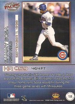 1998 Pacific Home Run History #18 Sammy Sosa Back