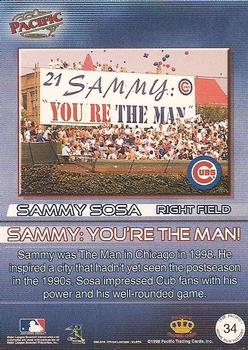 1998 Pacific Home Run History #34 Sammy Sosa Back