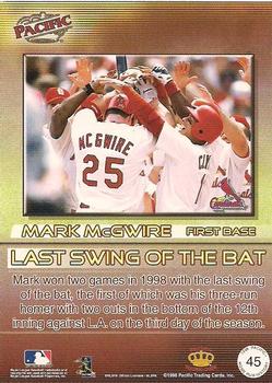 1998 Pacific Home Run History #45 Mark McGwire Back