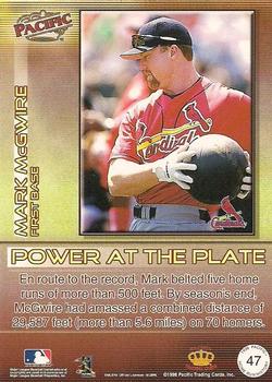 1998 Pacific Home Run History #47 Mark McGwire Back