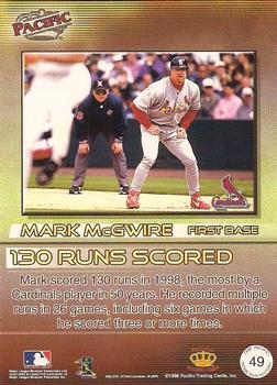 1998 Pacific Home Run History #49 Mark McGwire Back