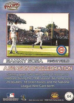 1998 Pacific Home Run History #64 Sammy Sosa Back