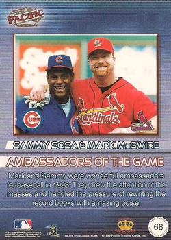 1998 Pacific Home Run History #68 Mark McGwire / Sammy Sosa Back