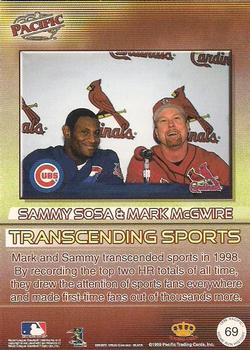 1998 Pacific Home Run History #69 Mark McGwire / Sammy Sosa Back