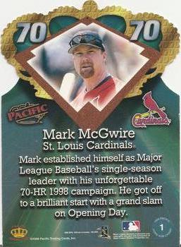 1998 Pacific Home Run History #1 Mark McGwire Back