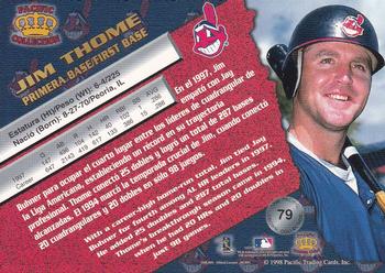 1998 Pacific - Silver #79 Jim Thome Back