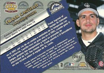 1998 Pacific - Silver #281 Frank Castillo Back